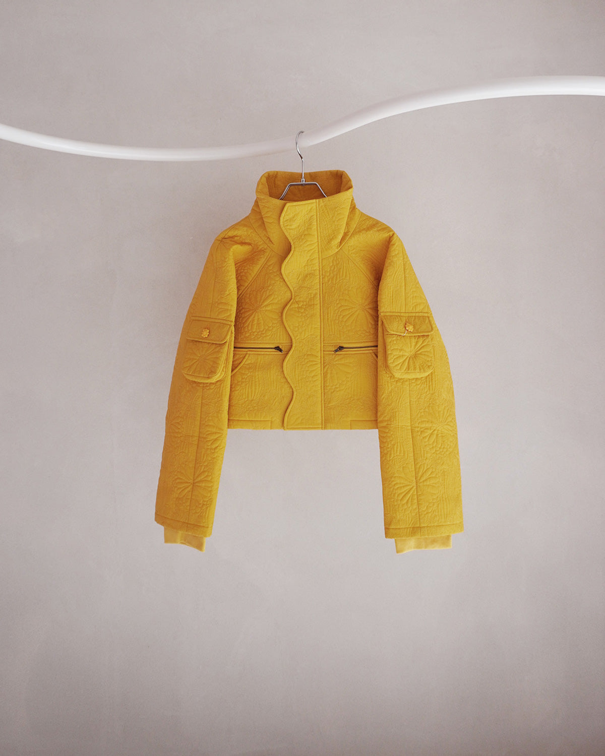 KIKU quilted cropped jacket yellow