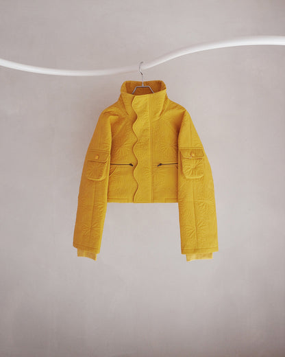 KIKU quilted cropped jacket yellow