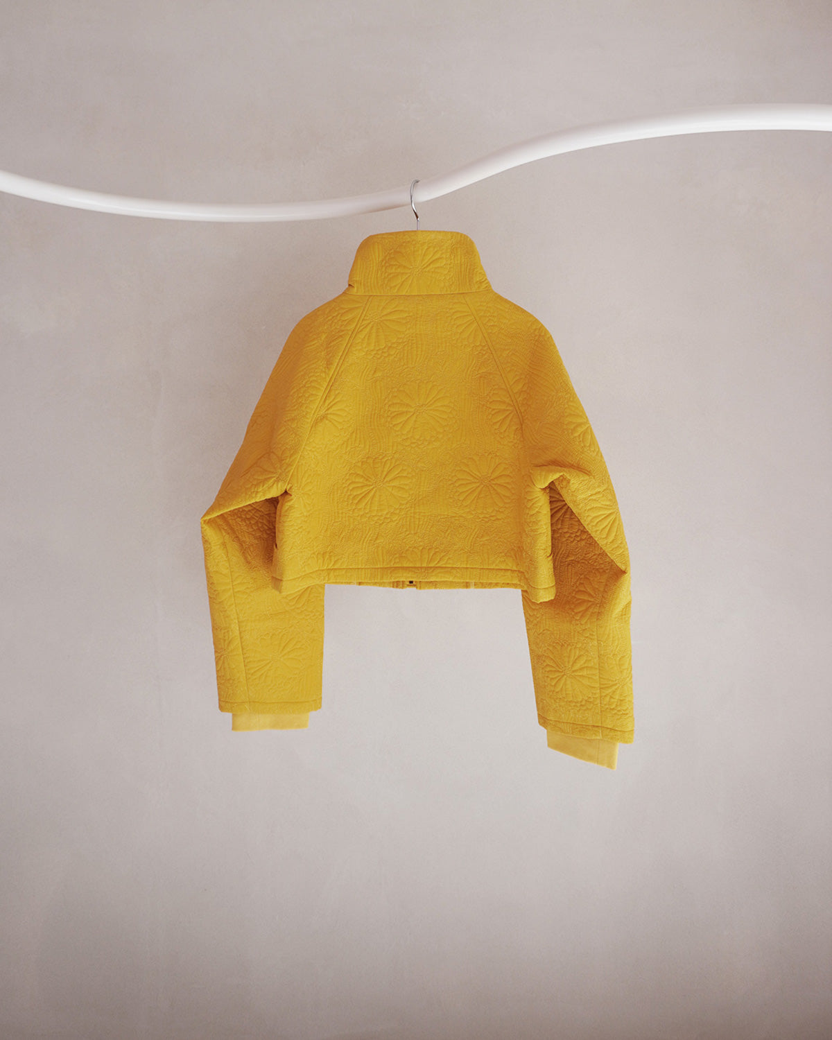 KIKU quilted cropped jacket yellow