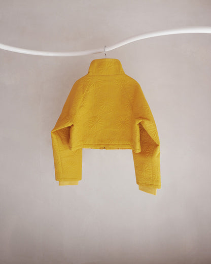 KIKU quilted cropped jacket yellow