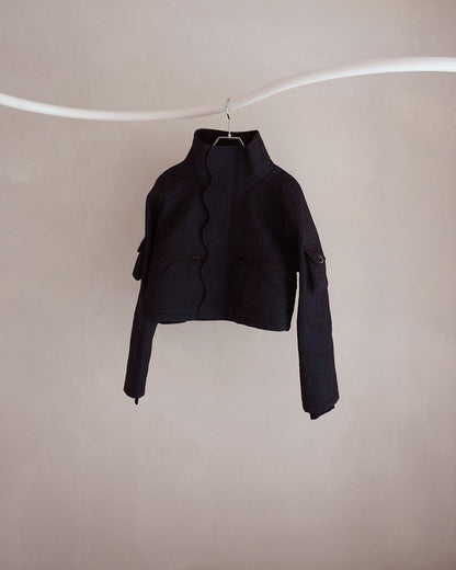 KIKU quilted cropped jacket black