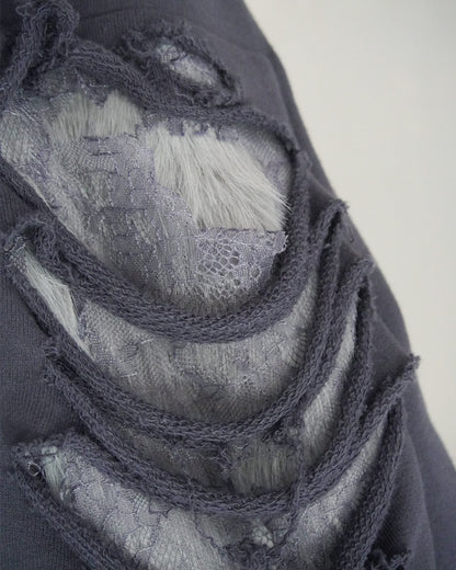 【2〜3月お届けご予約商品】ダメージスウェットパンツ fur with lace