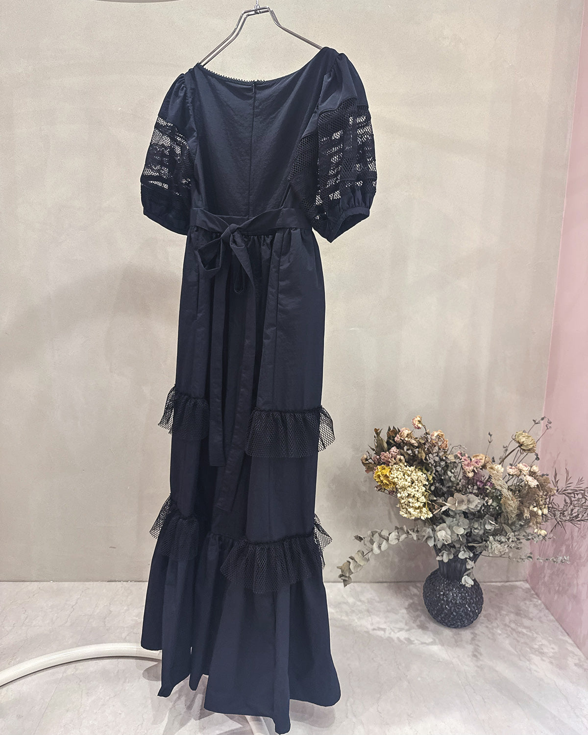 Jersey Mesh Dress Black