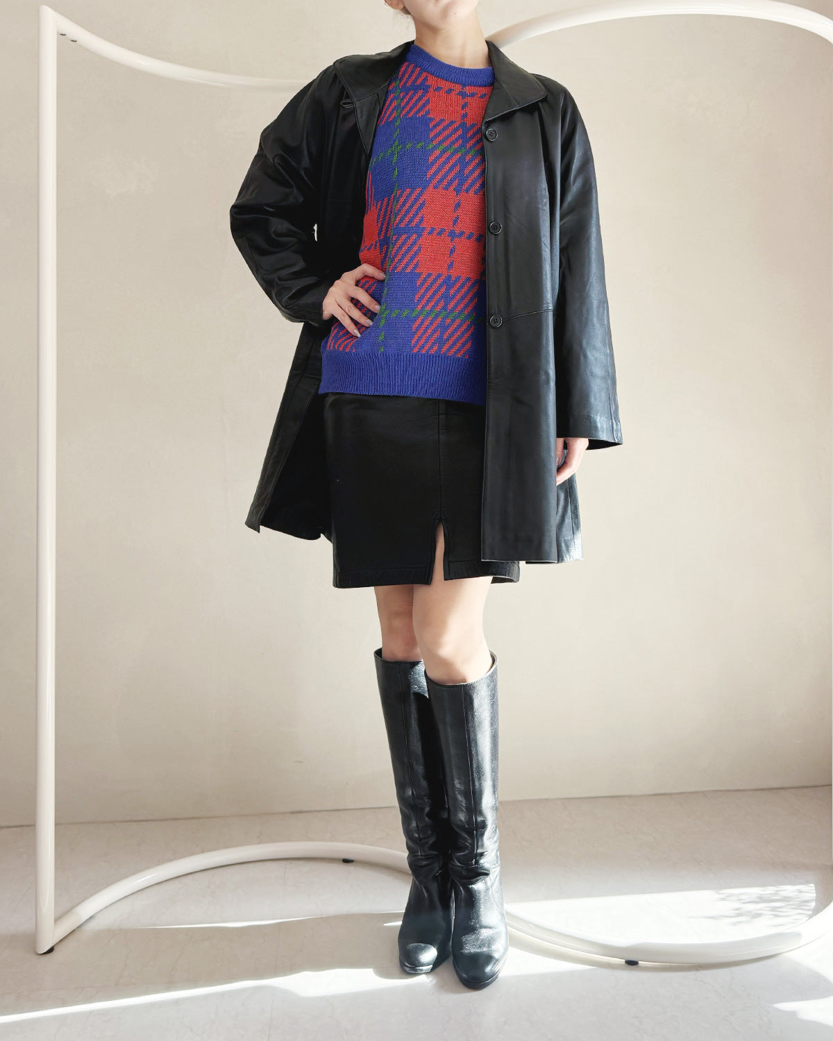 チェック柄ニットスカート