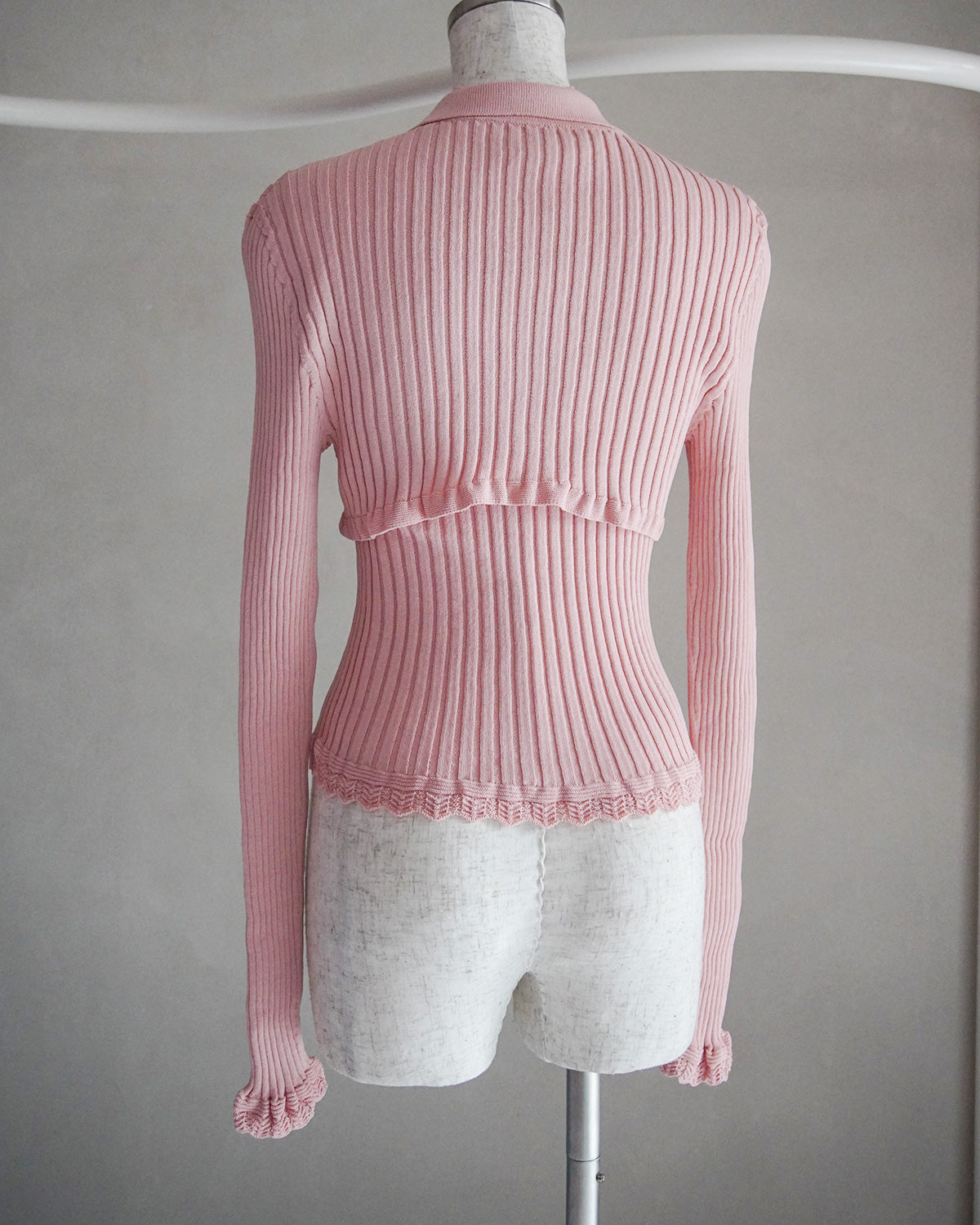 Ribbed polo bolero knit set
