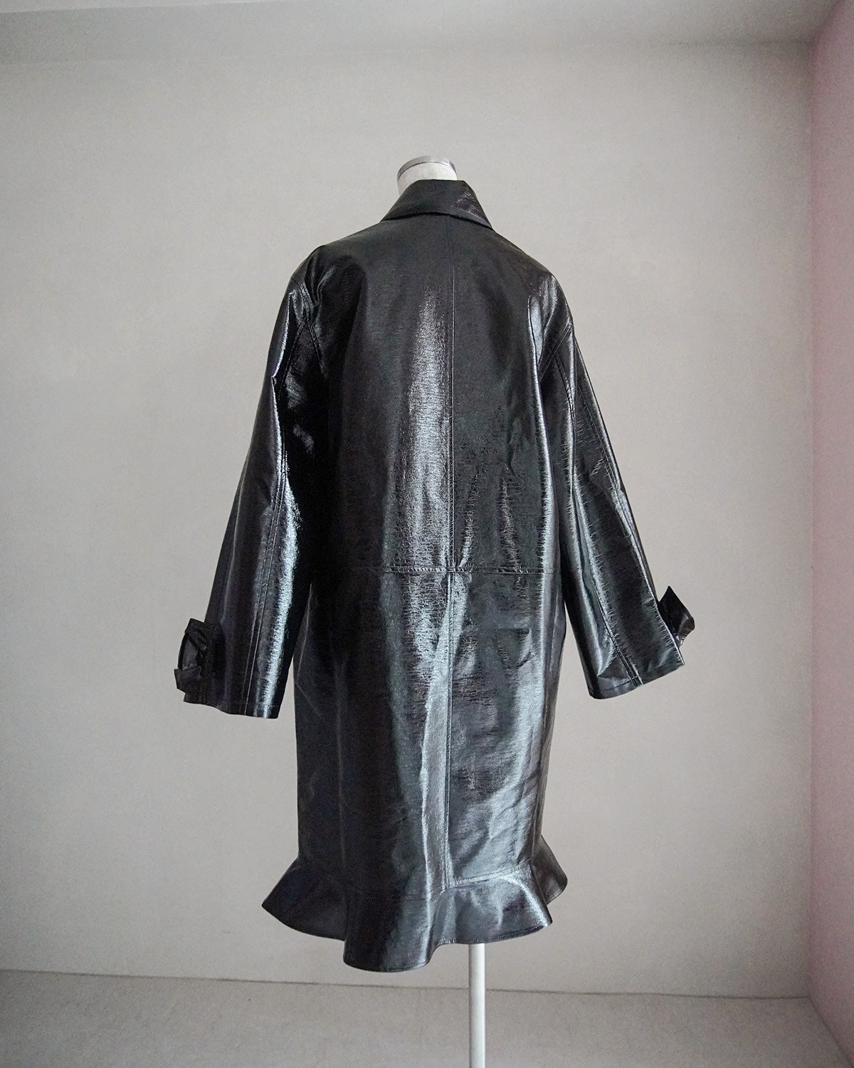 fake leather long coat