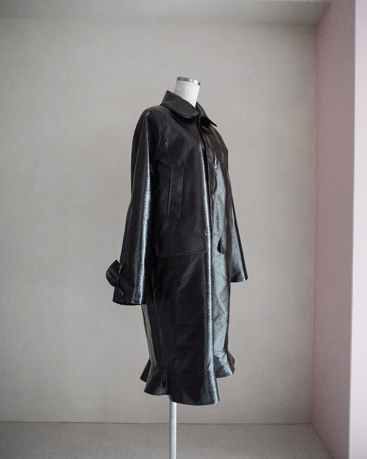 fake leather long coat