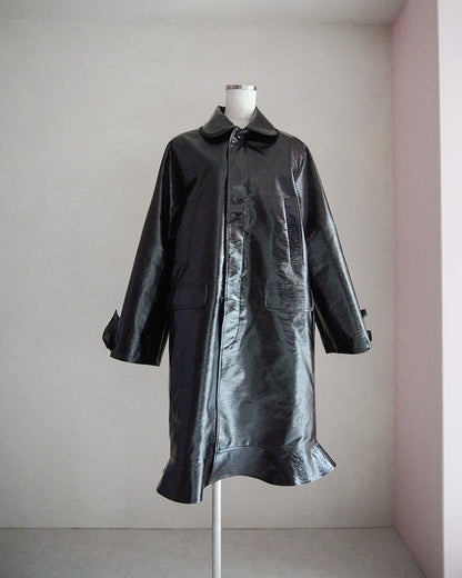 fake leather long coat