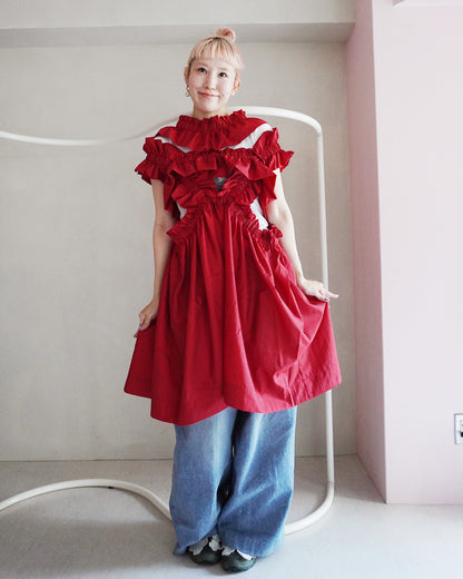 kiki frill dress red