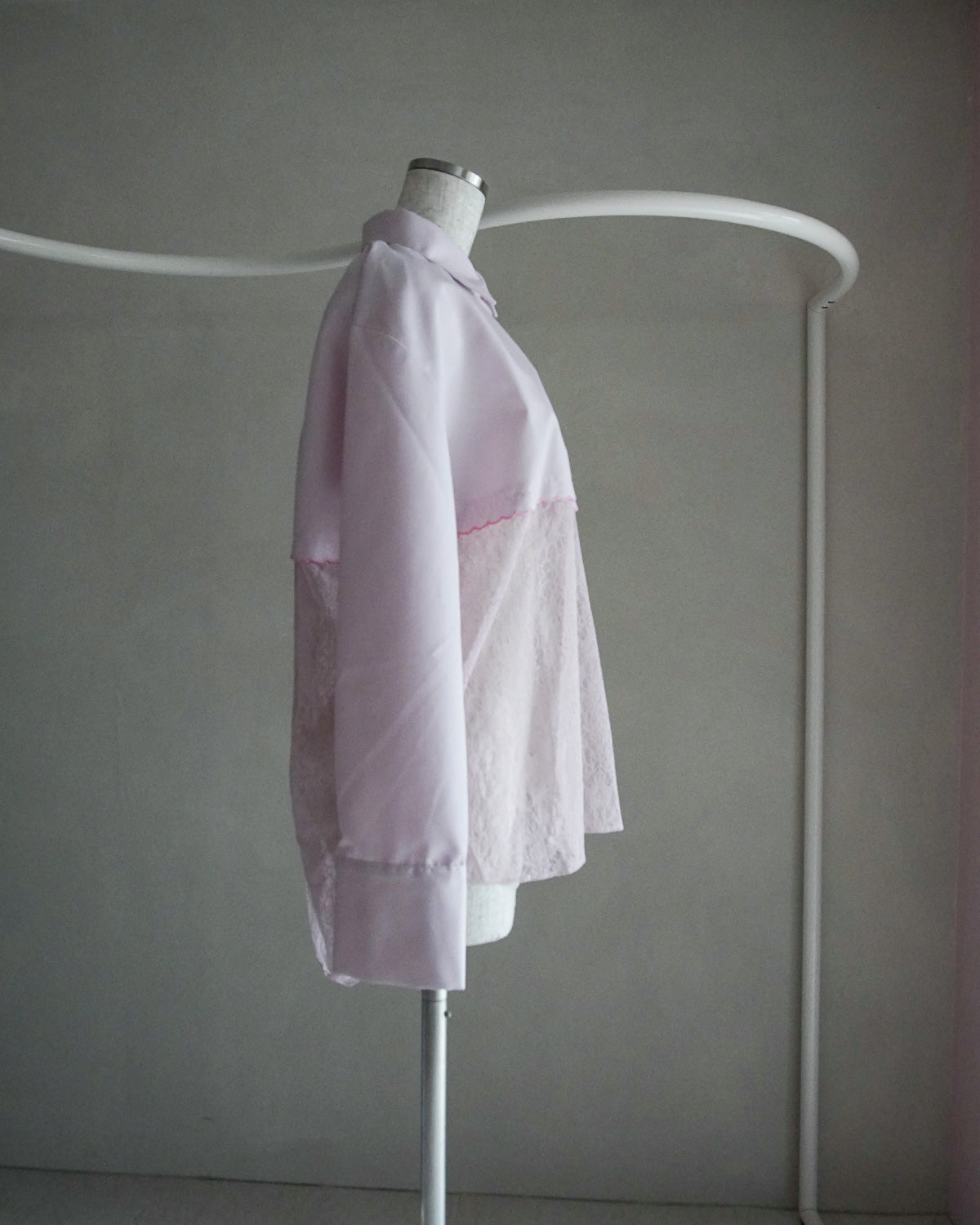 Lace-Paneled Striped Shirt