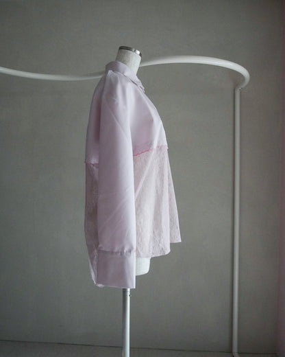 Lace-Paneled Striped Shirt